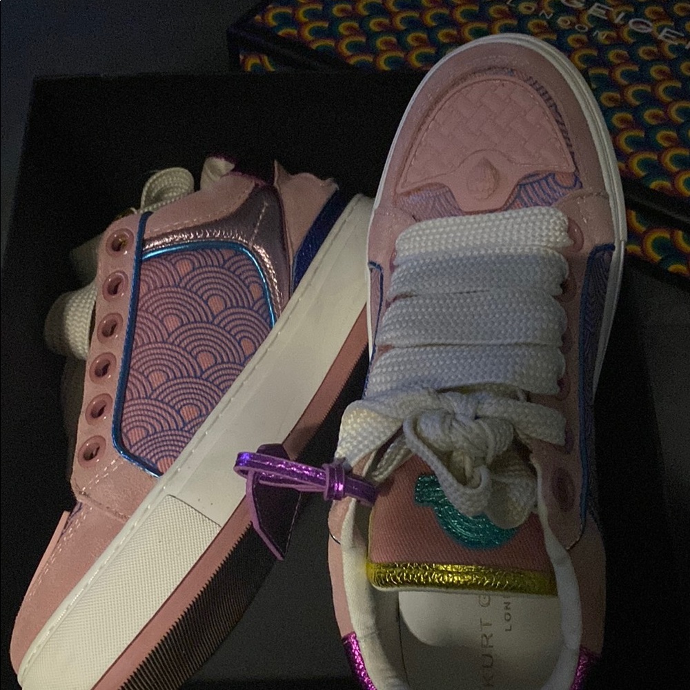 Pink and Blue Sneakers with White Laces kurt geigers